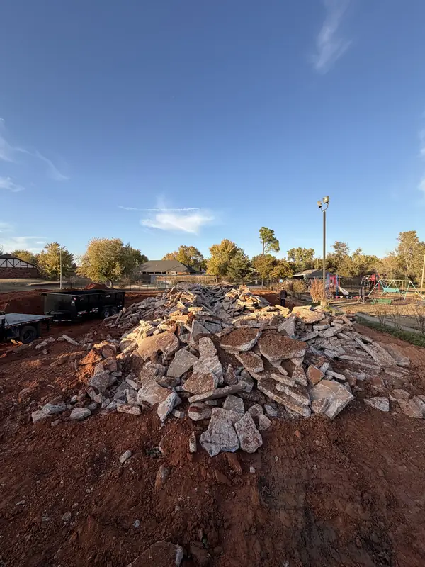 Concrete debris pile — foundation demo complete