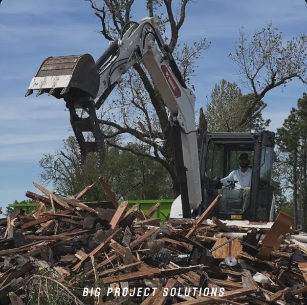Concrete debris pile after foundation removal